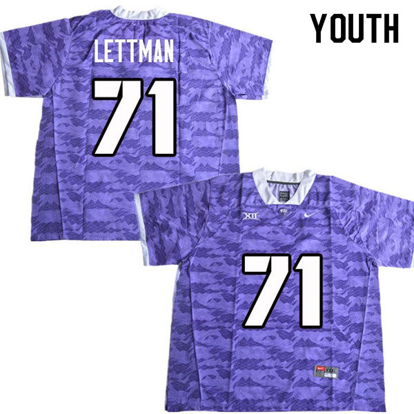Youth #71 Toby Lettman TCU Horned Frogs College Football Jerseys Sale-Purple